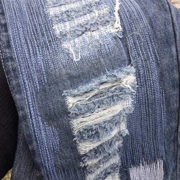 Vintage 90s Jeans Womens Straight Leg Patch Frayed Edge Distressed - Picture 13 of 15